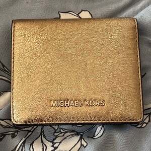 Michael Kors Metallic Gold Bifold Wallet - Small & Compact